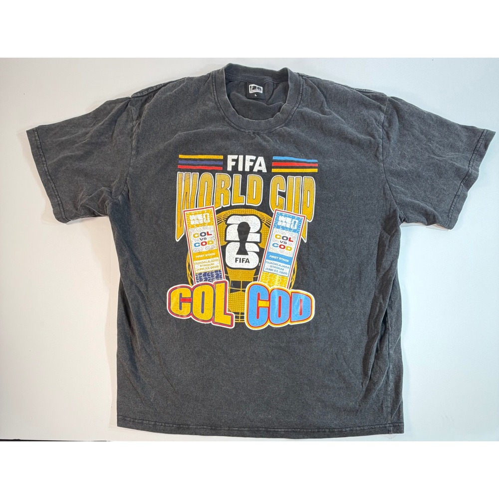 FIFA World Cup 2026 Guadalajara COL vs COD Graphic T-Shirt Charcoal Grey Large